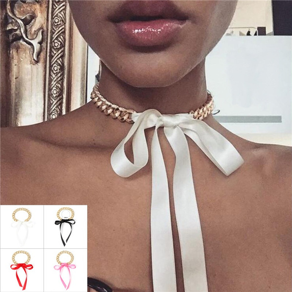 Bow choker online necklace