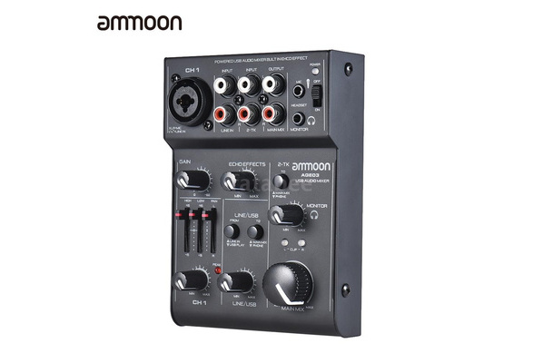 Ammoon AGE03 5-Channel Mini Mic-Line Mixing Console Mixer with USB Audio  Interface Built-in Echo Effect USB Powered for Recording DJ Network Live  Broadcast Karaoke