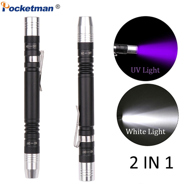 Lampe Torche UV LED 395nm – Mini Stylo Portable Multifonction (Noir/Argent) NEUVE