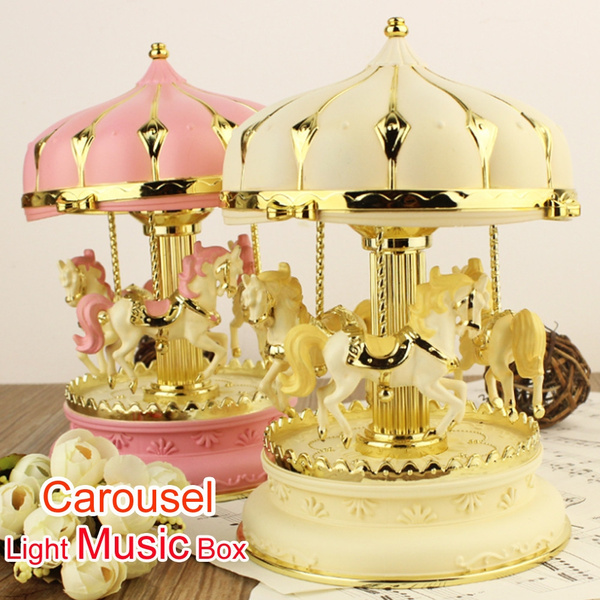 New Octave Light Carousel Music Box Christmas Birthday Gift Carousel Music Box 