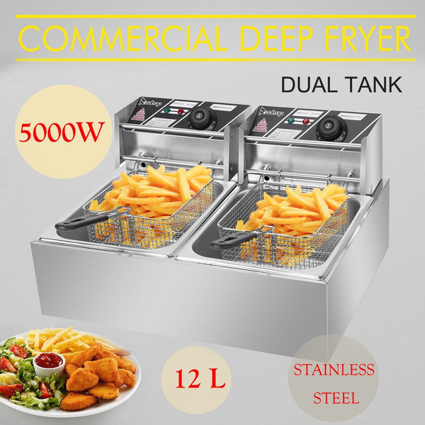  5000W Commercial Deep Fryer, 12L Electric Dual Tank Deep Fryer:  Home & Kitchen