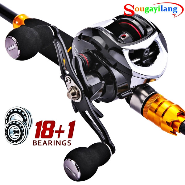 Baitcasting Reel 18+1BB Dual Brakes 7.4OZ Carbon Baitcaster Fishing