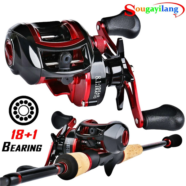 Baitcasting Reels 18+1 Ball Bearings 8.1:1 Gear Ratio Carp Fishing Gear  Left and Right Hand Bait Casting Fishing Reels