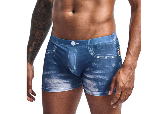 Men Denim Underwear 3D Sexy Boxer Jeans Shorts Classic Print Boxers Mens  New Fashion Cowboy Underpants Trunks Brand Underwear