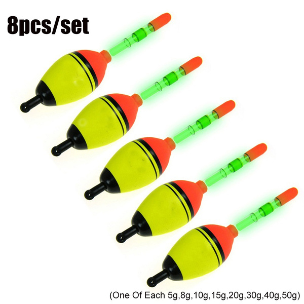 8pcs 5/8/10/15/20/30/40/50g Night Glowing Fishing Floats 5g EVA