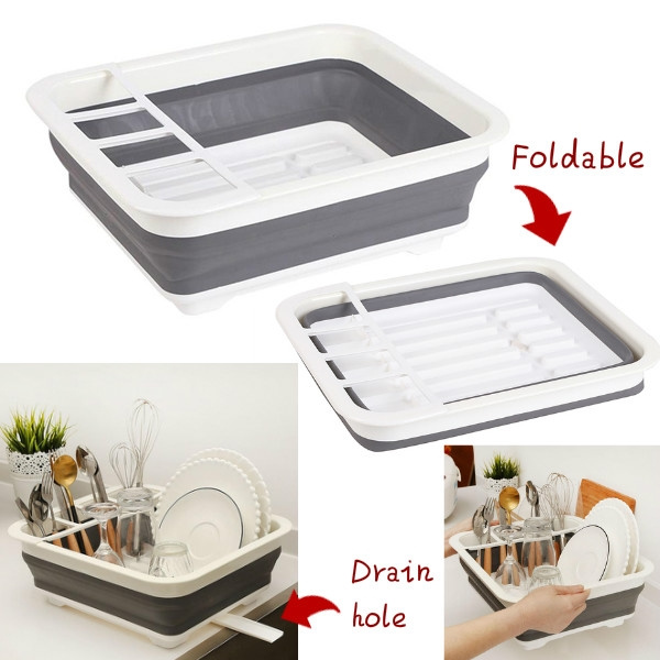 1PC Foldable Dish Rack Kitchen Storage Holder Drainer Bowl Tableware Plate  Portable Drying Rack Home Shelf Dinnerware Organizer