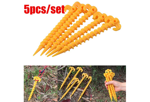 5Pcs Hiking Plastic Camping Yellow 
