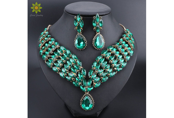 Buy Designer Sarees, Salwar Kameez, Kurtis & Tunic and Lehenga  Choli.Sublime Dark Green Necklace Set