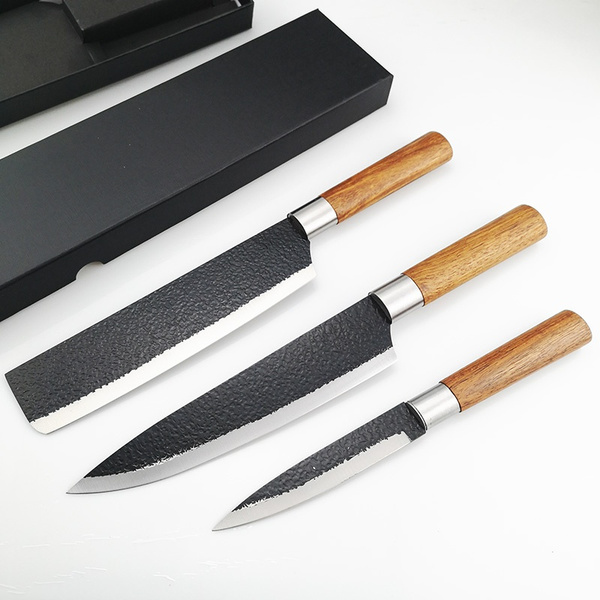 Chef Knife Set Knives Kitchen Set Stainless Steel Kitchen Knives Set Wood Handle With Black Gift Box Professional Chppping Fruit Knife Sharpener 3 Piece Stainless Steel Cutlery Knives Set Wish