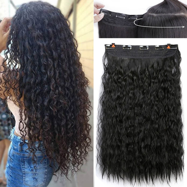 20 inch Long Kinky Curly Hair High Temperature Synthetic Corn Wave Hair  Extension Clip in Fiber Hair Pieces | Wish