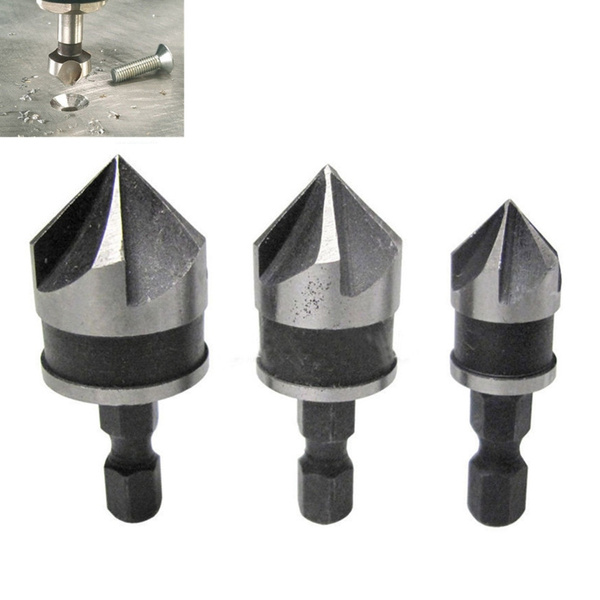 3pcs Flute Countersink Drill Bit Set 90 Degree Chamfering Cutter Mayitr ...