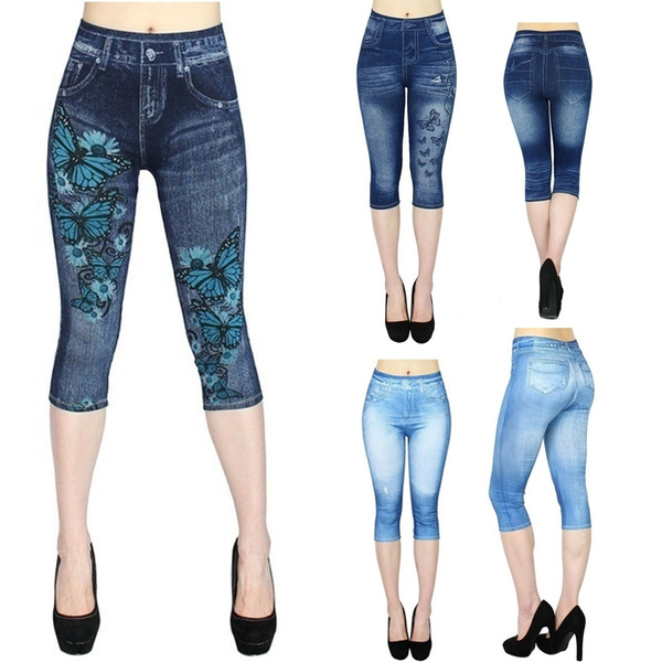 NEW Women's Capri Leggings In Jeans 3/4 