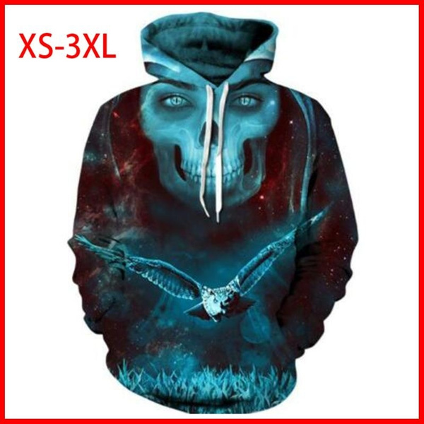 Schädel Totenkopf Skull 3D Kapuzen Sweatshirt Kapuzenpulli pulli Hoodie Pullover 