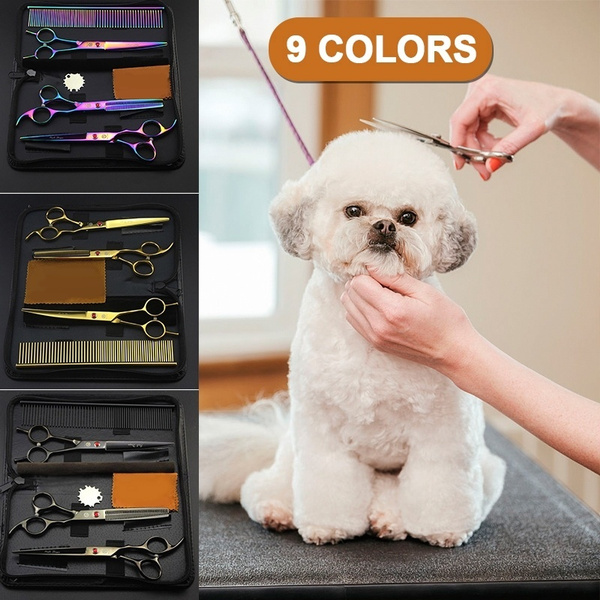 / Inch Dog Scissors Set Pet Dog Grooming Scissors Kit Straight Scissor  Curved Shear Thinning Shears + Comb Hair Cutting Tool | Wish