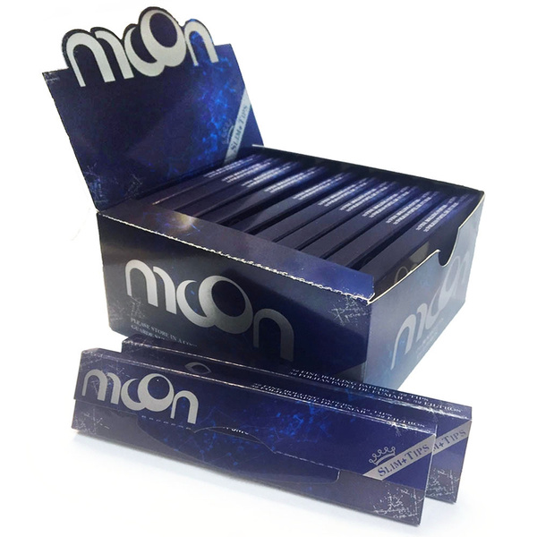 Moon Blue Rice Rolling Papers 108*45mm & Tips 24 booklets=768 leaves Smoking 