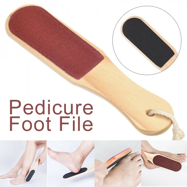 1Pc Wooden DualSide Pedicure Foot File Hard Skin Callus Remover Toe