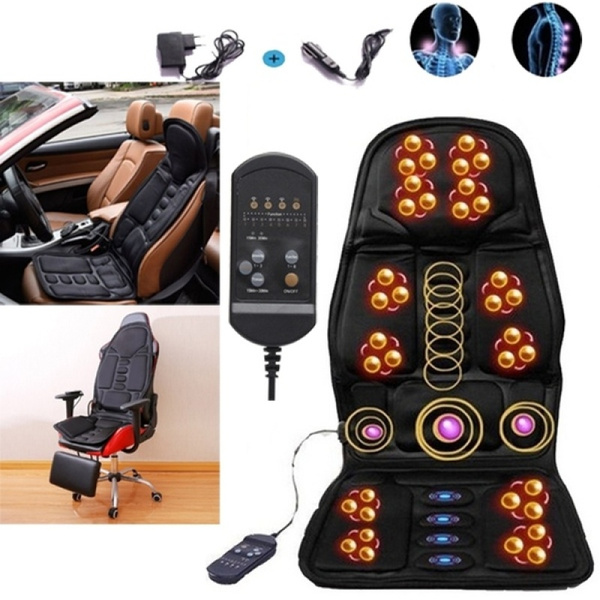 Black Back Massage Chair Car Suv Hot Seat Home Cushion Neck Pain Waist Support Cover Wish - Back Massage Car Seat Cover