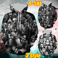 Unisex Hoodies Tops Fashion Creative Horror Skull Print Women Men Long Sleeve 3D Hoodies with Pocket Hip Hop Hooded Pullovers Plus Size 
