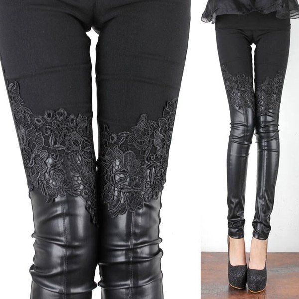 leather lace leggings