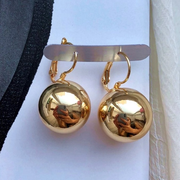 Big Ball Earrings French Hook Black Gold Plated for Women Girl Wedding  Gifts Fashion Jewelry | Wish