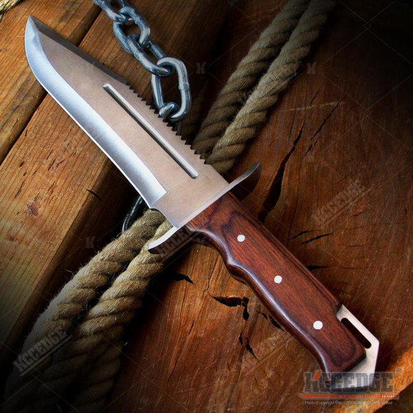 Herringbone Wood Sawback Hunting Knife