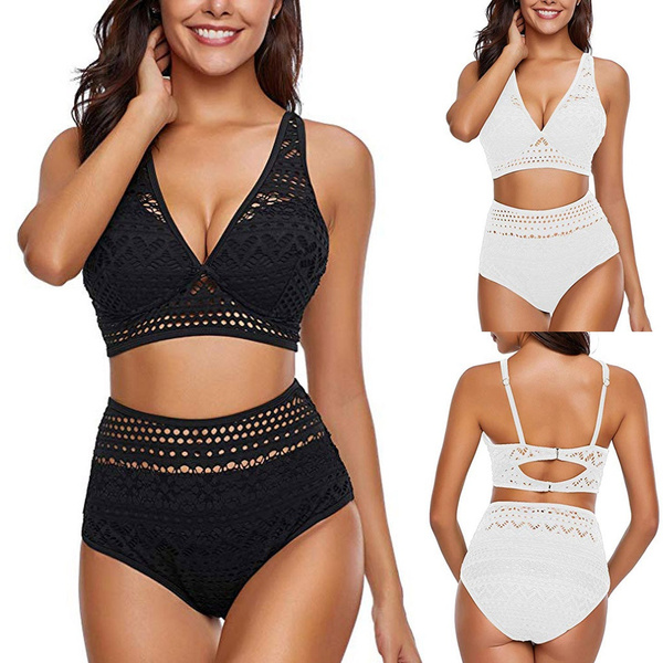 Plus Size Crochet Lace High Neck Bralette 