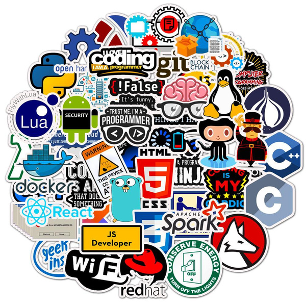 50Pcs Internet Java JS Programming Language Doodle Stickers For Laptop Car DI fC 