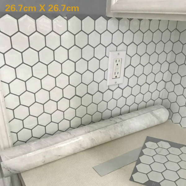 Hexagon White Vinyl Sticker Self Adhesive Wallpaper 3d L And Stick Square Wall Tiles For Kitchen Bathroom Backsplash Wish - White Self Adhesive Bathroom Floor Tiles Hexagon White Vinyl Sticker Self Adhesive Wallpaper 3d L And Stick Square Wall Tiles For Kitchen Bathroom Backsplash Wish - White Self Adhesive Bathroom Floor Tiles