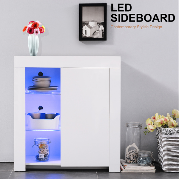 Zety High Gloss White Cabinet Cupboard, Dining Room Cabinet White Gloss
