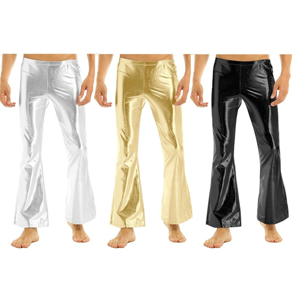 70s Yellow Mens Flared Disco Pants