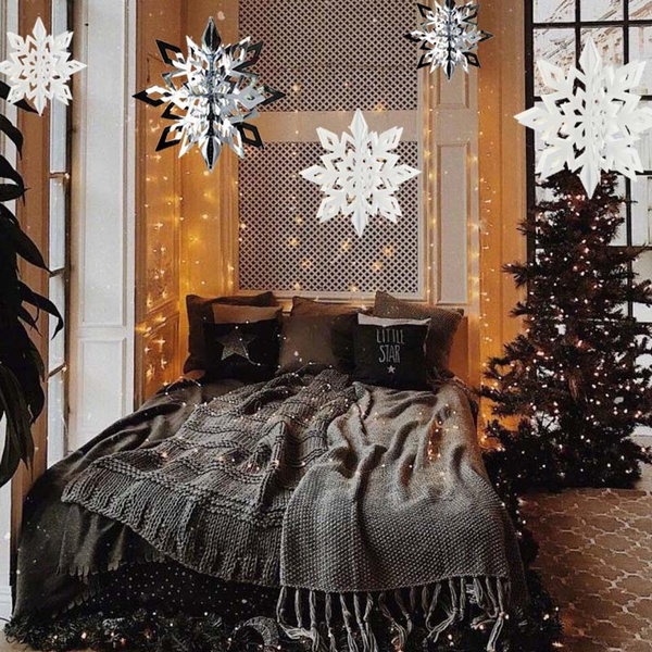 18 Pcs Snowflakes Decorations Hanging 3d Paper Snowflakes And A Strip Of  Snowflake Garland Large Snowflakes | Fruugo NO