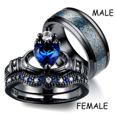 Couple Rings, Blues, Stainless, wedding ring