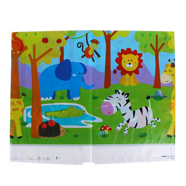 3 Pieces Wild One Tablecloth Animal Safari Birthday Table Cloth Jungle Theme Table Cover Jungle Animal Plastic Table Cover for Birthday Party Baby Shower Jungle Theme Party Supplies 70.9 x 42.5 Inch 