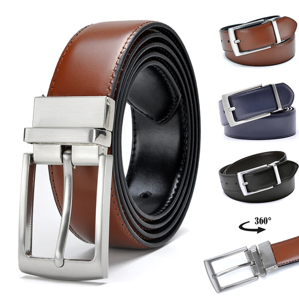 Buy SHINE STYLE Men's Reversible Genuine Leather Jeans Designer Belts For  Men With Removeable Golden Buckle Black/Brown (28-33) at