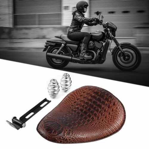  Custom Brown Motorcycle Leather Solo Seat with Spring