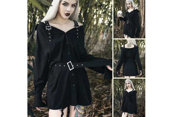 New Gothic Dark Dark Shirt Dress Female 
