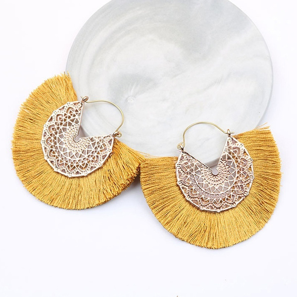 1 Pair Women's Vintage Bohemian Earrings Long Tassel  Pendant Earrings Jewellery 