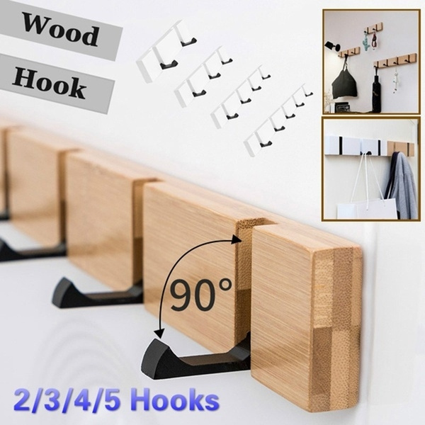 New Wall Mount Coat Hook for Home SOLID WOOD Coat Hangers Rack Robe Hat  Clothes Hook Wall Coat Rack (2/3/4/5 HOOKS)