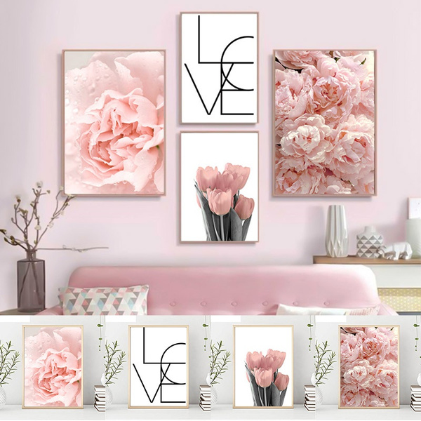 Pink Peony Canvas Painting Nordic Decor Elegant Peony Flower Poster And Print Wall Art Picture For Living Room Home Decoration Wish