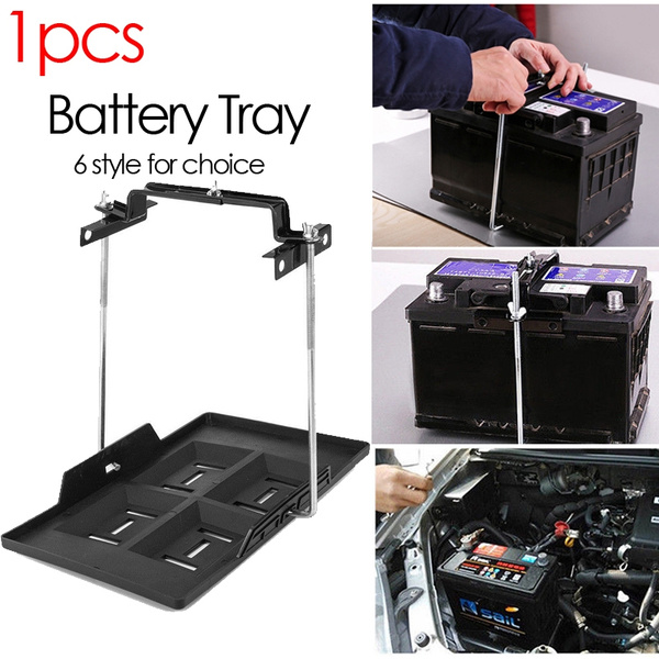 Car Battery Tray,Universal Metal Car Battery Tray Adjustable Hold Down Clamp Kit Clamp for Glass Fiber Battery Box,Width Adjustable Range 135-190mm 