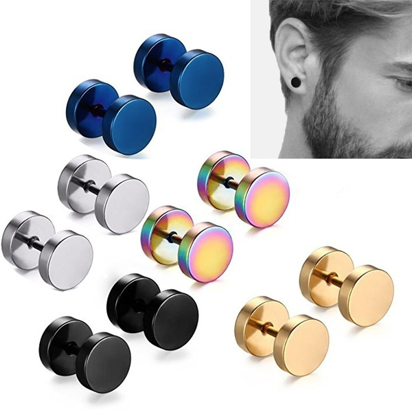 Dress-up yourself DU 1 Pairs 18G 6mm Stainless Steel Mens Womens Faux Gauges Ear Plugs Tunnel Earrings Stud 