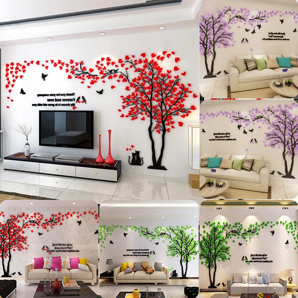 Large Size Tree Acrylic Decorative 3d Wall Sticker Diy Art Tv Background Poster Home Decor Bedroom Living Room Stickers Wish - Diy Paintings For Home Decor