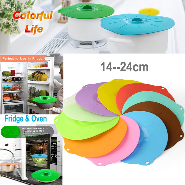 14-24cm Silicone Suction Lids Fruit Food Bowl Cover Silicone Pot Lid -  Microwave Cooking Rubber Pan Cover