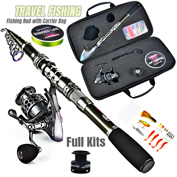 Fishing Rod Reel Combo Carbon Fiber Telescopic Spinning Fishing Pole Tackle Gear 