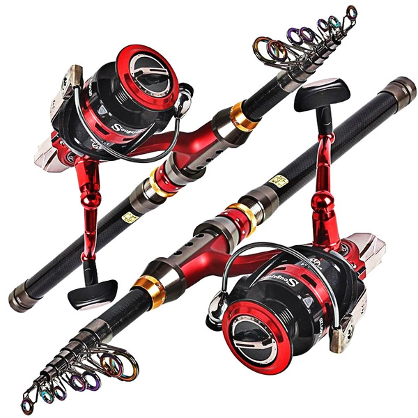 Fishing Rods and Reels 1.8-3.6M Carbon Fiber Telescopic Fishing Rod with  13BB Spinning Fishing Reel