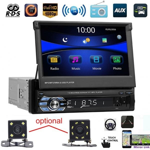 7 Inch Car Vehicle Stereo MP5 Player Bluetooth FM Radio Head Unit w/ Camera 