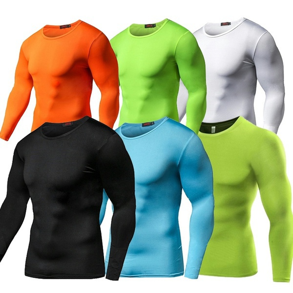 Men's Fashion Long Sleeve Gym Compression Tigh Quick Dry Sports T ...
