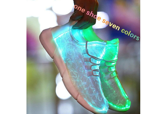 iwzmiapal Size 25-47 New Summer Led Fiber Optic Shoes for Girls Boys Men Women USB Recharge 