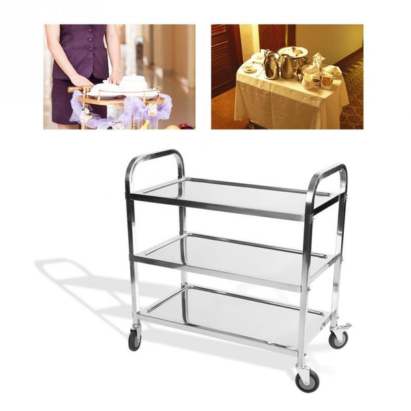 Details about   3 Tier Clearing Trolley Large 900X850X450mm Stainless Steel Catering US Stock 