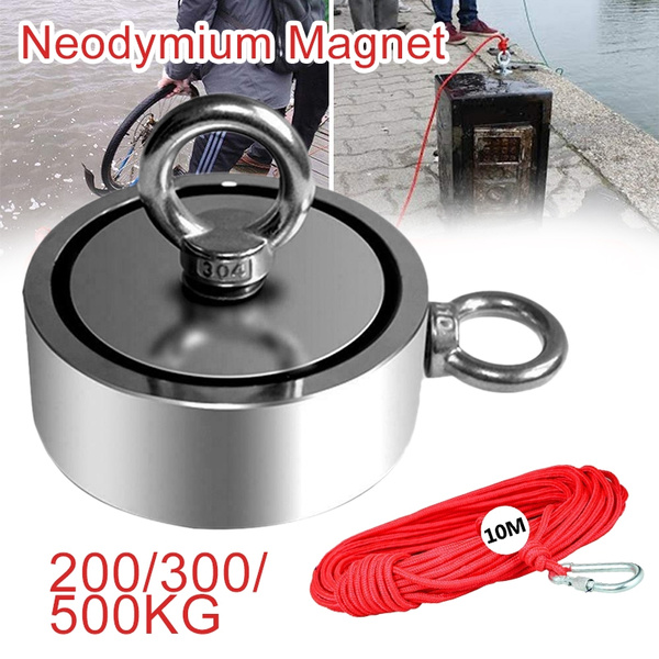 200/300/500kg Strong Round Neodymium Magnets Rope Hook Fishing Rescue Equipment 